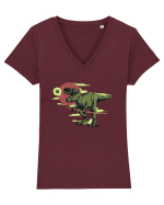 Samurai T-rex Tricou mânecă scurtă guler V Damă Evoker