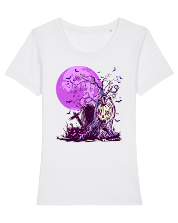 Purple Halloween Moon White