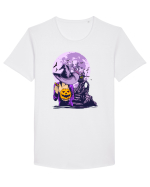 Sexy Purple Pumpkin Witch Tricou mânecă scurtă guler larg Bărbat Skater