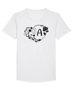 Litera A - negru Tricou mânecă scurtă guler larg Bărbat Skater