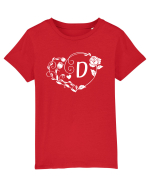 Litera D - alb Tricou mânecă scurtă  Copii Mini Creator