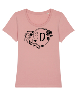 Litera D - negru Tricou mânecă scurtă guler larg fitted Damă Expresser