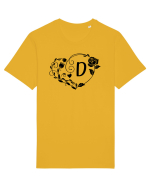 Litera D - negru Tricou mânecă scurtă Unisex Rocker