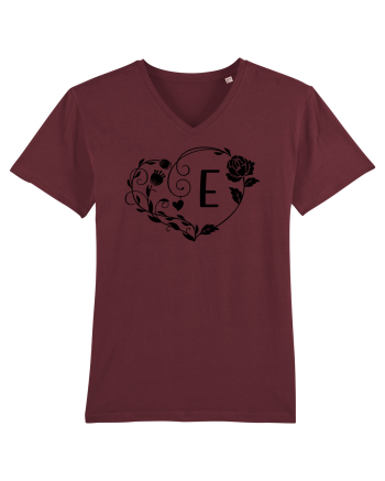 Litera E - negru Burgundy