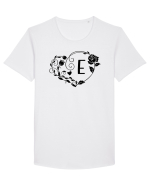 Litera E - negru Tricou mânecă scurtă guler larg Bărbat Skater