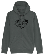 Litera F - negru Hanorac cu fermoar Unisex Connector
