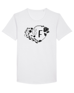 Litera F - negru Tricou mânecă scurtă guler larg Bărbat Skater