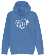 Litera H - alb Hanorac cu fermoar Unisex Connector