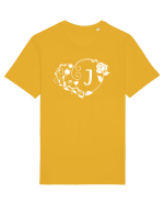 Litera J - alb Tricou mânecă scurtă Unisex Rocker