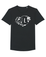 Litera L - alb Tricou mânecă scurtă guler larg Bărbat Skater