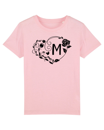 Litera M - negru Cotton Pink