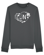 Litera N - alb Bluză mânecă lungă Unisex Rise