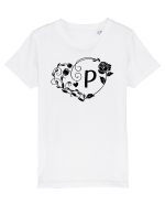 Litera P - negru Tricou mânecă scurtă  Copii Mini Creator