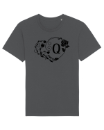 Litera Q - negru Tricou mânecă scurtă Unisex Rocker