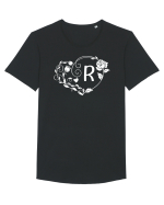Litera R - alb Tricou mânecă scurtă guler larg Bărbat Skater
