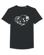 Litera S - alb Tricou mânecă scurtă guler larg Bărbat Skater