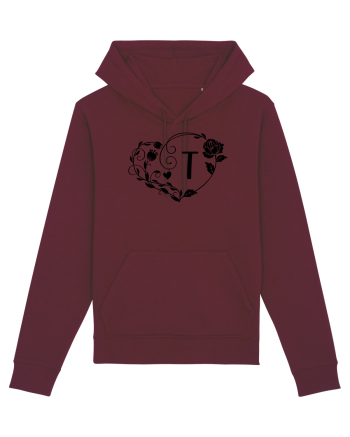 Litera T - negru Burgundy