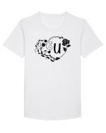 Litera U - negru Tricou mânecă scurtă guler larg Bărbat Skater