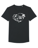 Litera W - alb Tricou mânecă scurtă guler larg Bărbat Skater