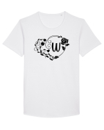 Litera W - negru Tricou mânecă scurtă guler larg Bărbat Skater