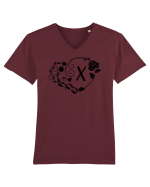 Litera X - negru Tricou mânecă scurtă guler V Bărbat Presenter