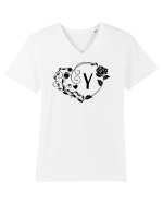 Litera Y - negru Tricou mânecă scurtă guler V Bărbat Presenter