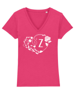 Litera Z - alb Tricou mânecă scurtă guler V Damă Evoker