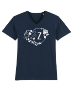 Litera Z - alb Tricou mânecă scurtă guler V Bărbat Presenter