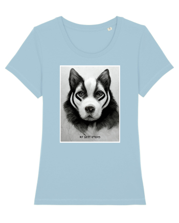 husky dog Sky Blue