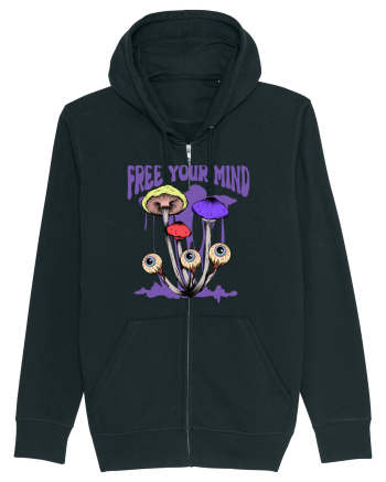Free Your Mind Trippy Psychedelic Mushroom Black