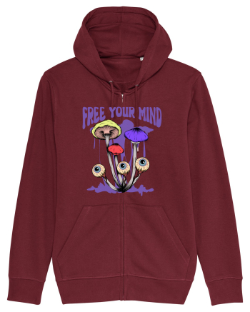 Free Your Mind Trippy Psychedelic Mushroom Burgundy