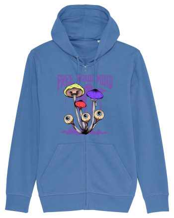 Free Your Mind Trippy Psychedelic Mushroom Bright Blue