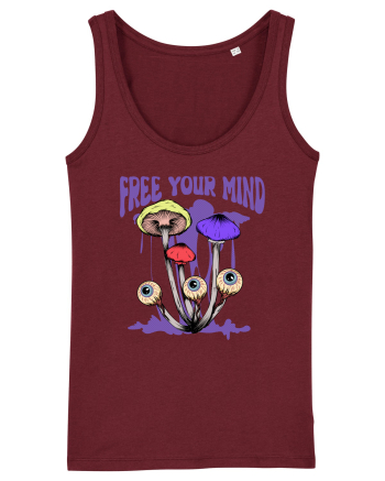 Free Your Mind Trippy Psychedelic Mushroom Burgundy