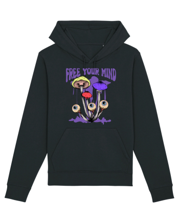 Free Your Mind Trippy Psychedelic Mushroom Black