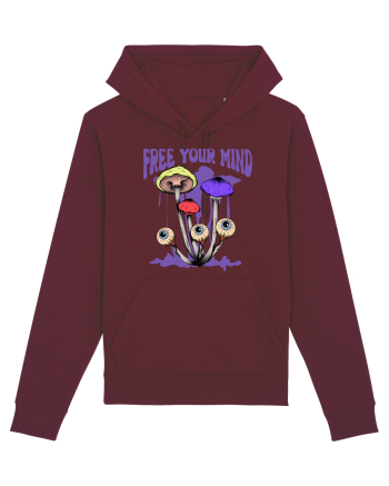 Free Your Mind Trippy Psychedelic Mushroom Burgundy
