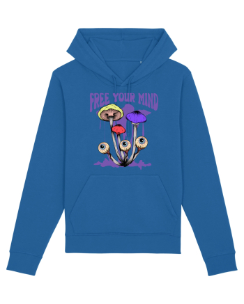 Free Your Mind Trippy Psychedelic Mushroom Royal Blue