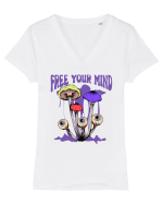 Free Your Mind Trippy Psychedelic Mushroom Tricou mânecă scurtă guler V Damă Evoker