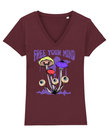 Free Your Mind Trippy Psychedelic Mushroom Burgundy