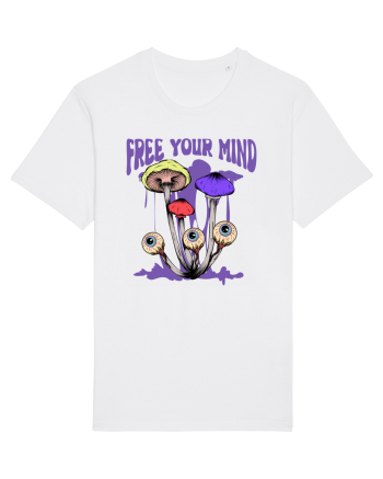 Free Your Mind Trippy Psychedelic Mushroom White