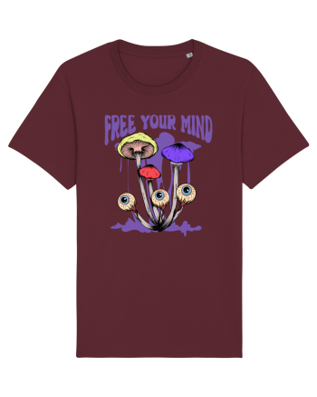 Free Your Mind Trippy Psychedelic Mushroom Burgundy