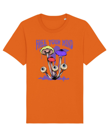 Free Your Mind Trippy Psychedelic Mushroom Bright Orange