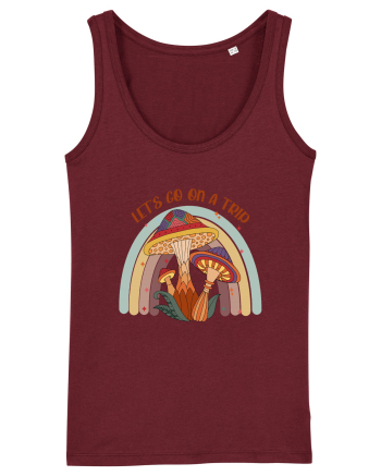 Let's Go On A Trip Hippy Mushroom Burgundy