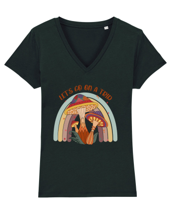 Let's Go On A Trip Hippy Mushroom Black