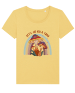 Let's Go On A Trip Hippy Mushroom Tricou mânecă scurtă guler larg fitted Damă Expresser