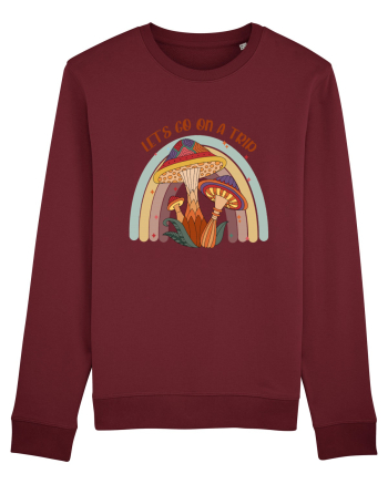 Let's Go On A Trip Hippy Mushroom Burgundy