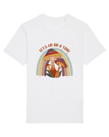 Let's Go On A Trip Hippy Mushroom White