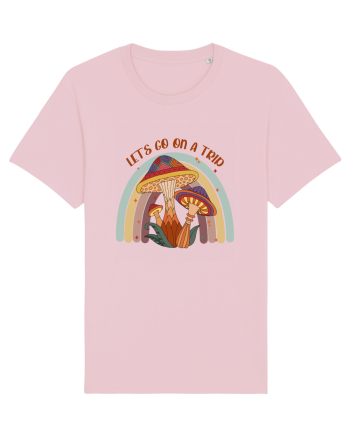 Let's Go On A Trip Hippy Mushroom Cotton Pink