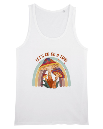Let's Go On A Trip Hippy Mushroom White