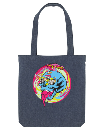 Magic Mushroom Psychedelic Trippy Skull Midnight Blue
