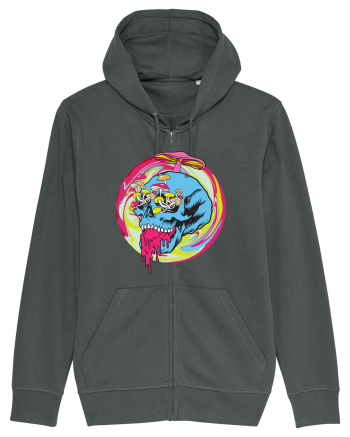 Magic Mushroom Psychedelic Trippy Skull Anthracite